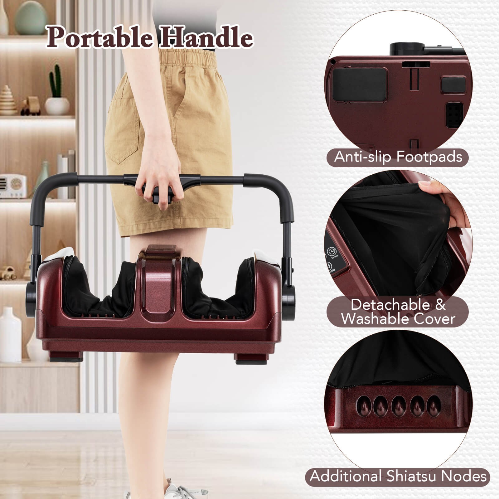 Foot & Calf Massager Deep Kneading Shiatsu Massager Machine w/ Heat