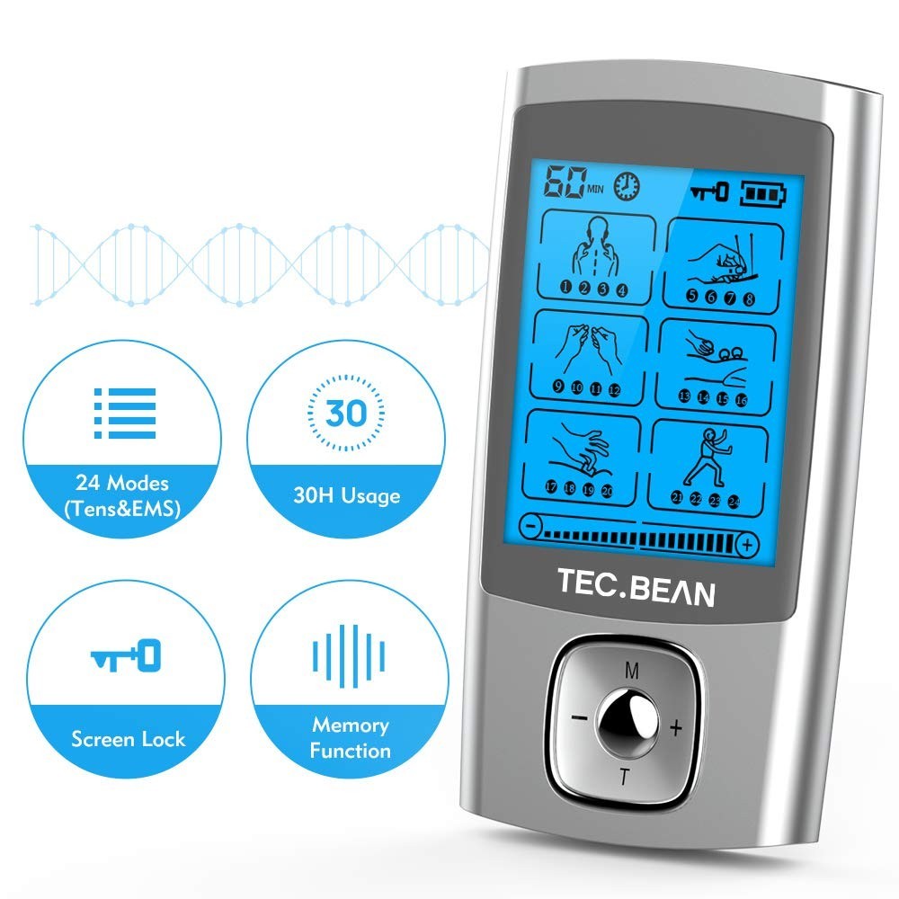 24 Modes Rechargeable TENS Unit Muscle Stimulator with 8 Electrode Pads – Pain R