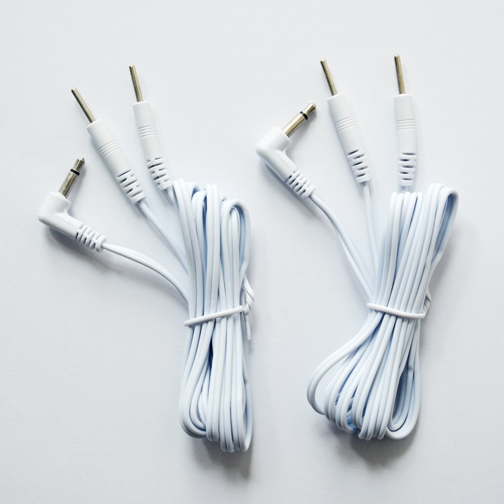 2 PCS DC 3.5mm 60 Inch Electrode Wires TENS EMS Machine 2Pin Plug Cable