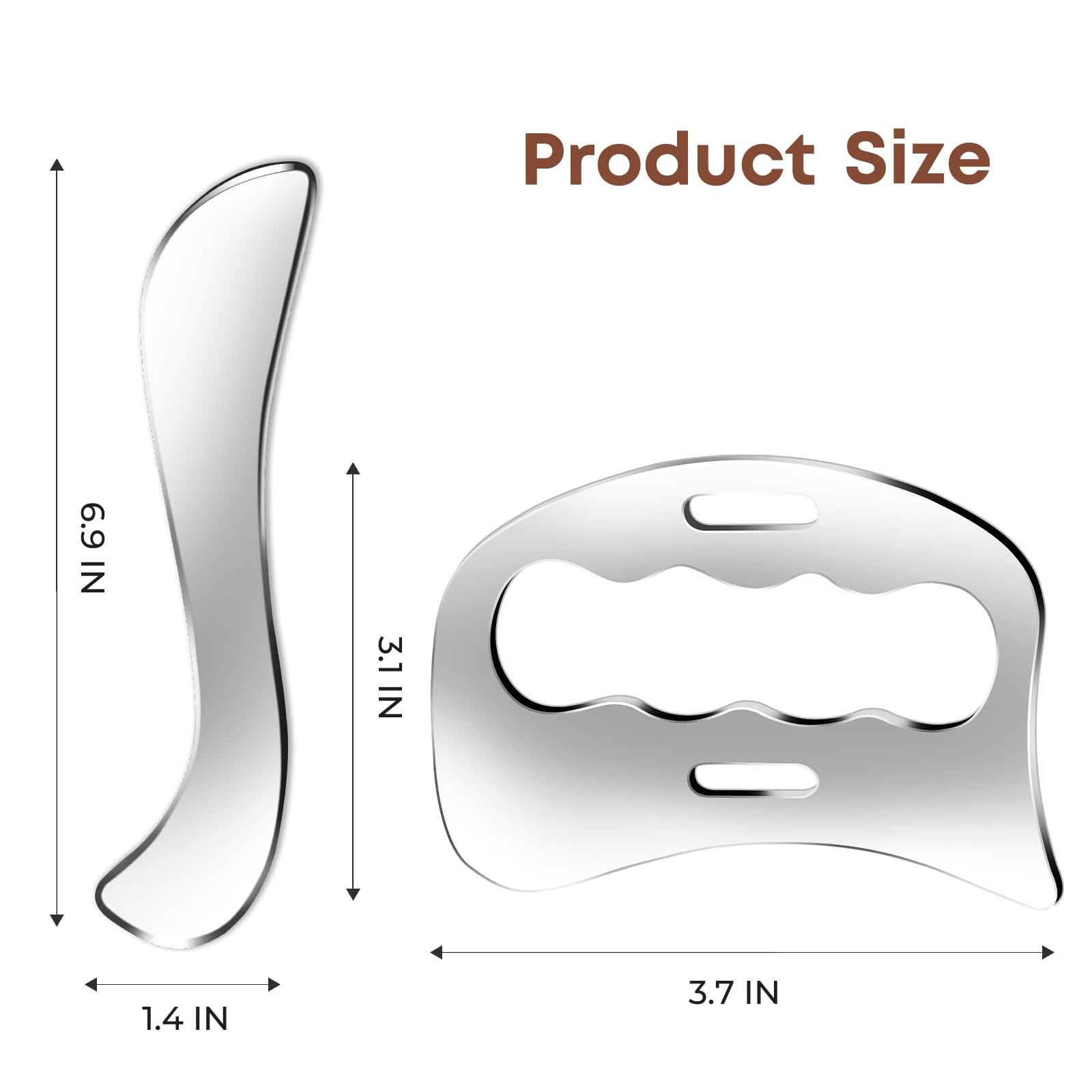 Stainless Steel Muscle Scraper Set, 2 in 1 Gua Sha Body Tool, Muscle Scraper