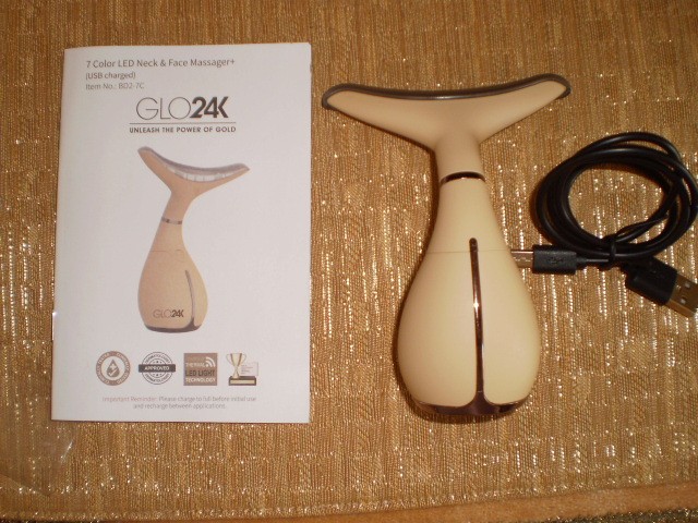 Glo24K 7 Color LED Neck and Face Beauty Massager Device Ltd.Ed $199