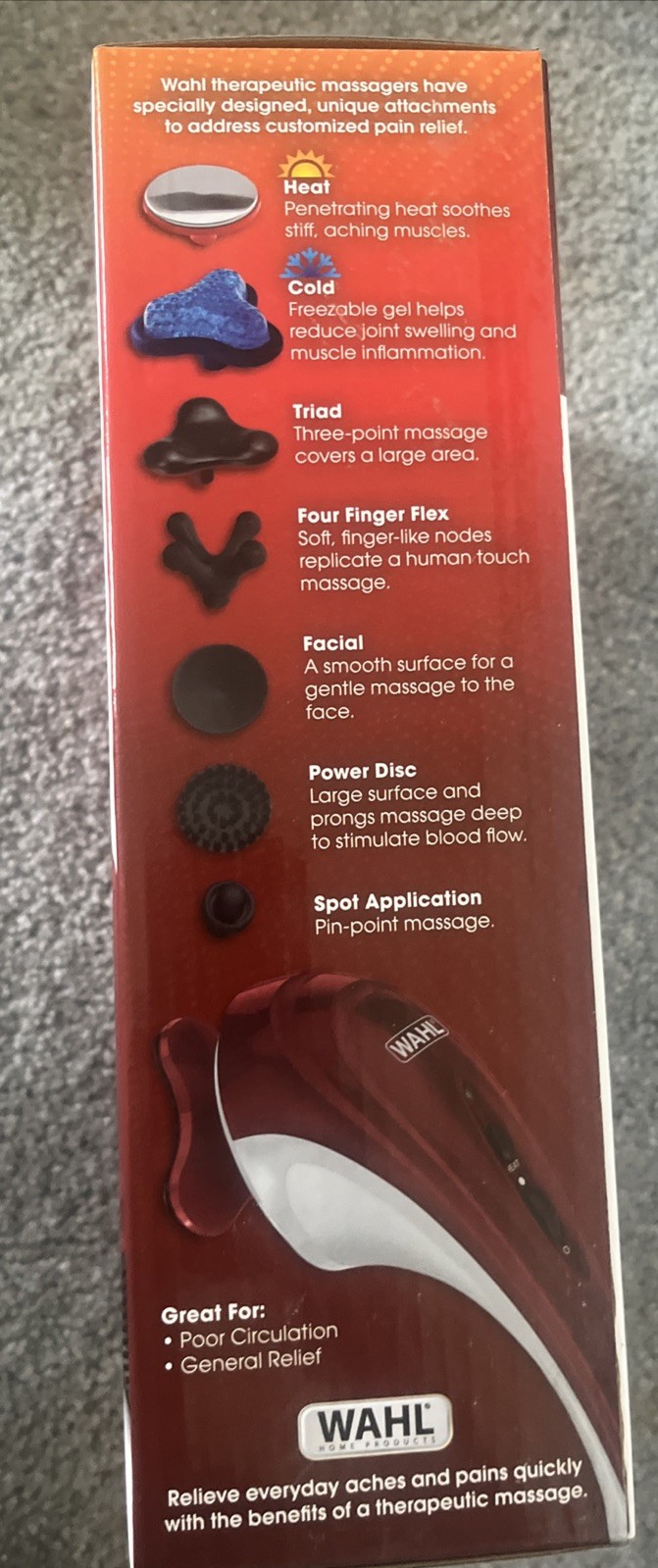 Wahl Therapeutic Hot Cold Handheld Massager Variable Speed Muscle Pain Soreness