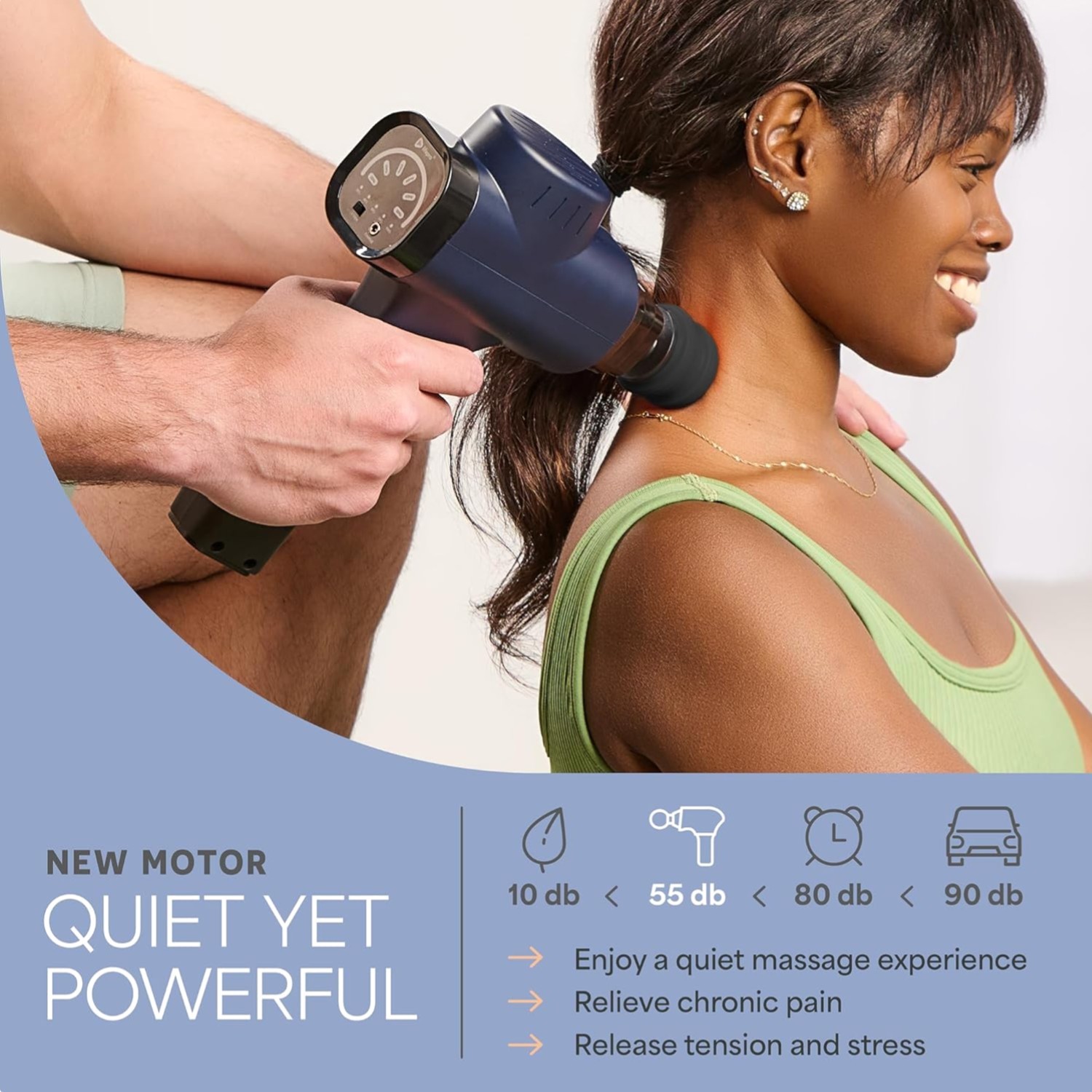Cordless Deep Tissue Massage Gun – 5 Speeds with 8 Massage Heads for Flexibility
