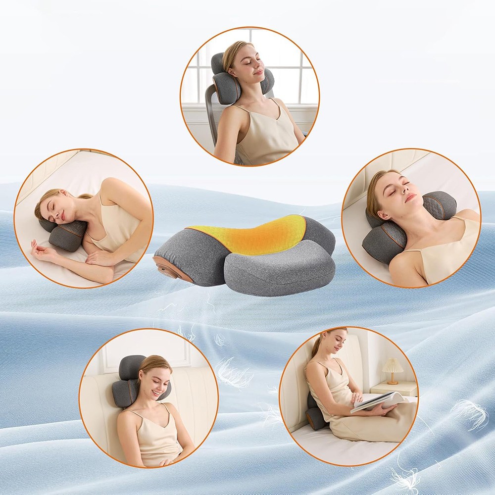 3-in-1 Rechargeable Neck Massager Pillow Neck Hump w/ Heating Traction Function