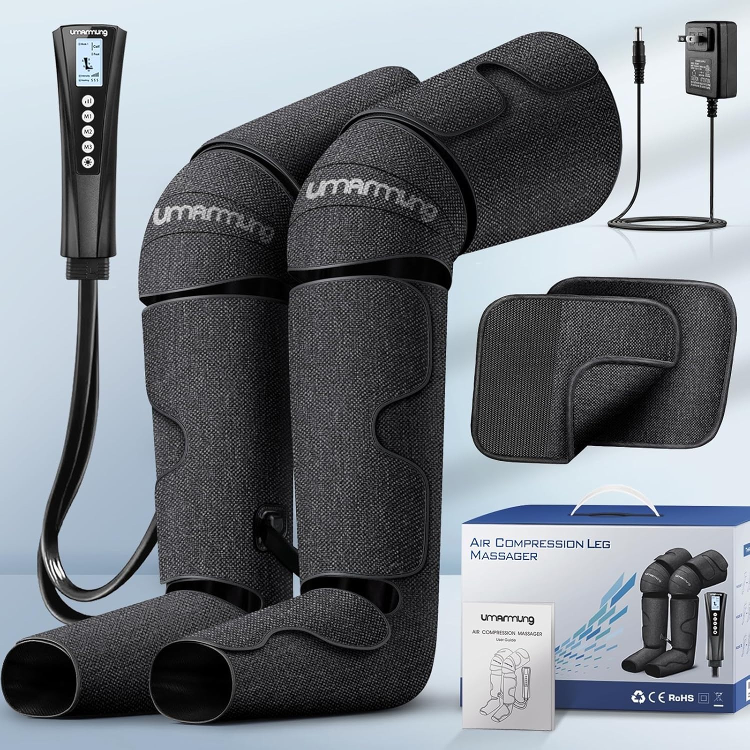 UMARMUNG UM-03 Air Compression Leg Massager with Heat (Black)
