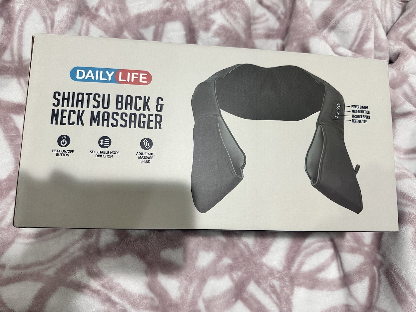 Daily Life Shiatsu Neck & Back Massager, Heated Adjustable Speed, Beige