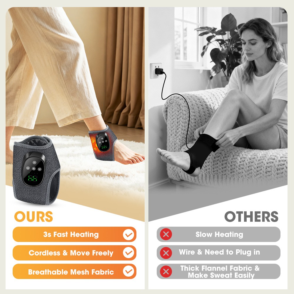 Electric Foot Ankle Massager Pain Relief 4 Modes Vibration Infrared Hot Compress