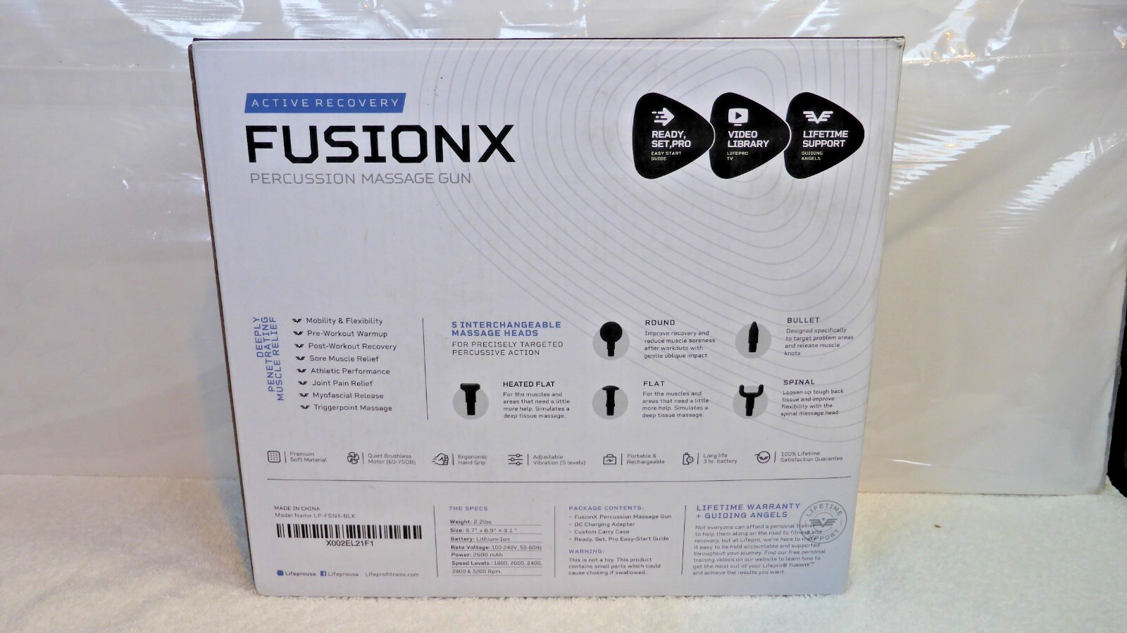 LifePro Fusion X 5-Speed Heated Deep Tissue Muscle Massager, Black