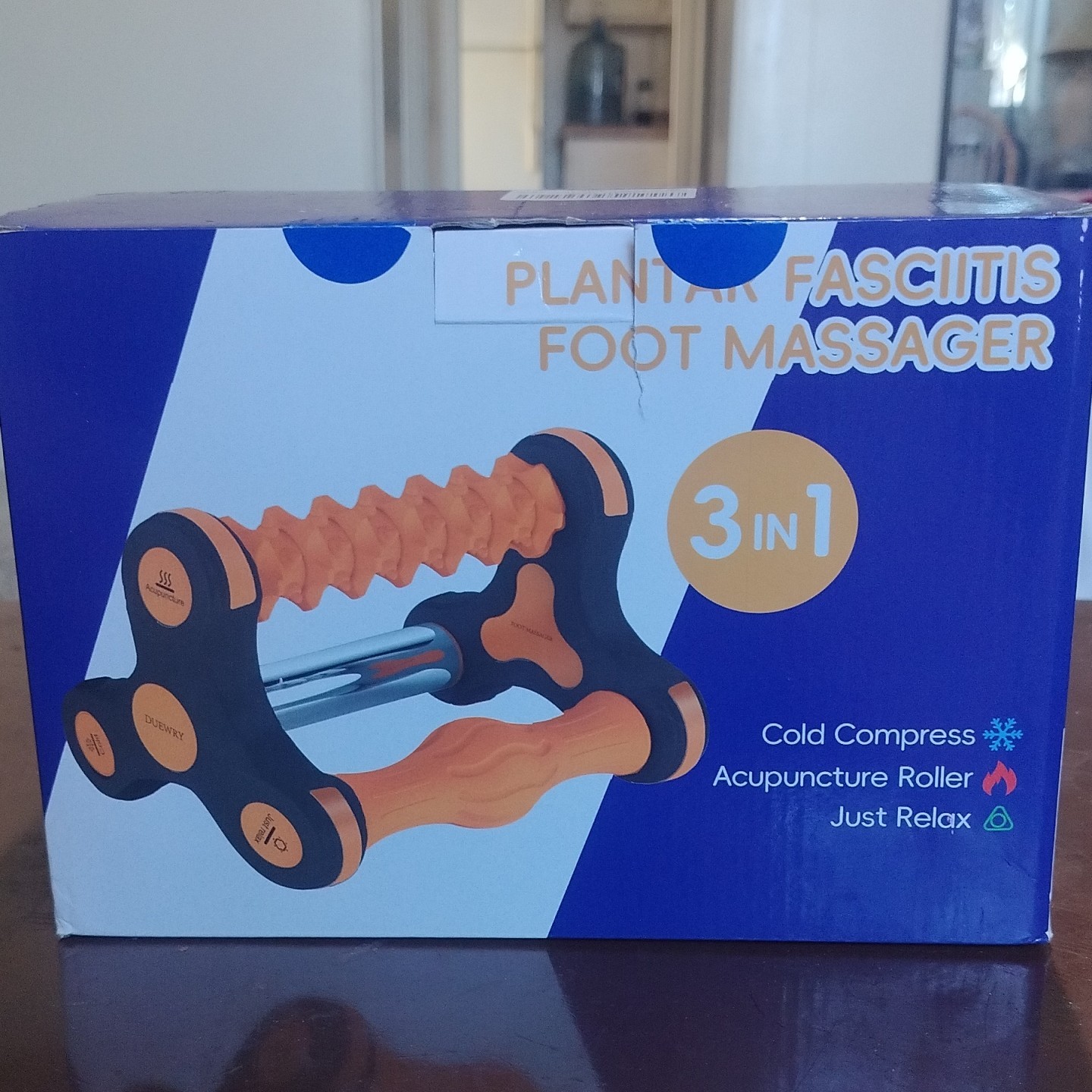 DUEWRY 3-in-1 Manual Foot Massager Plantar Fasciitis Ice Roller Acupuncture