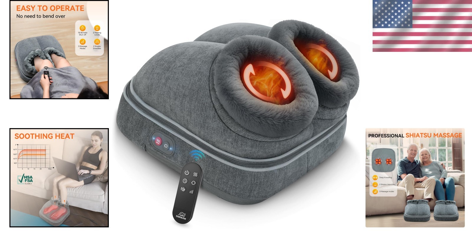 Multi-Functional Heated Foot Massager – Shiatsu Relief for Neuropathy, Size 13