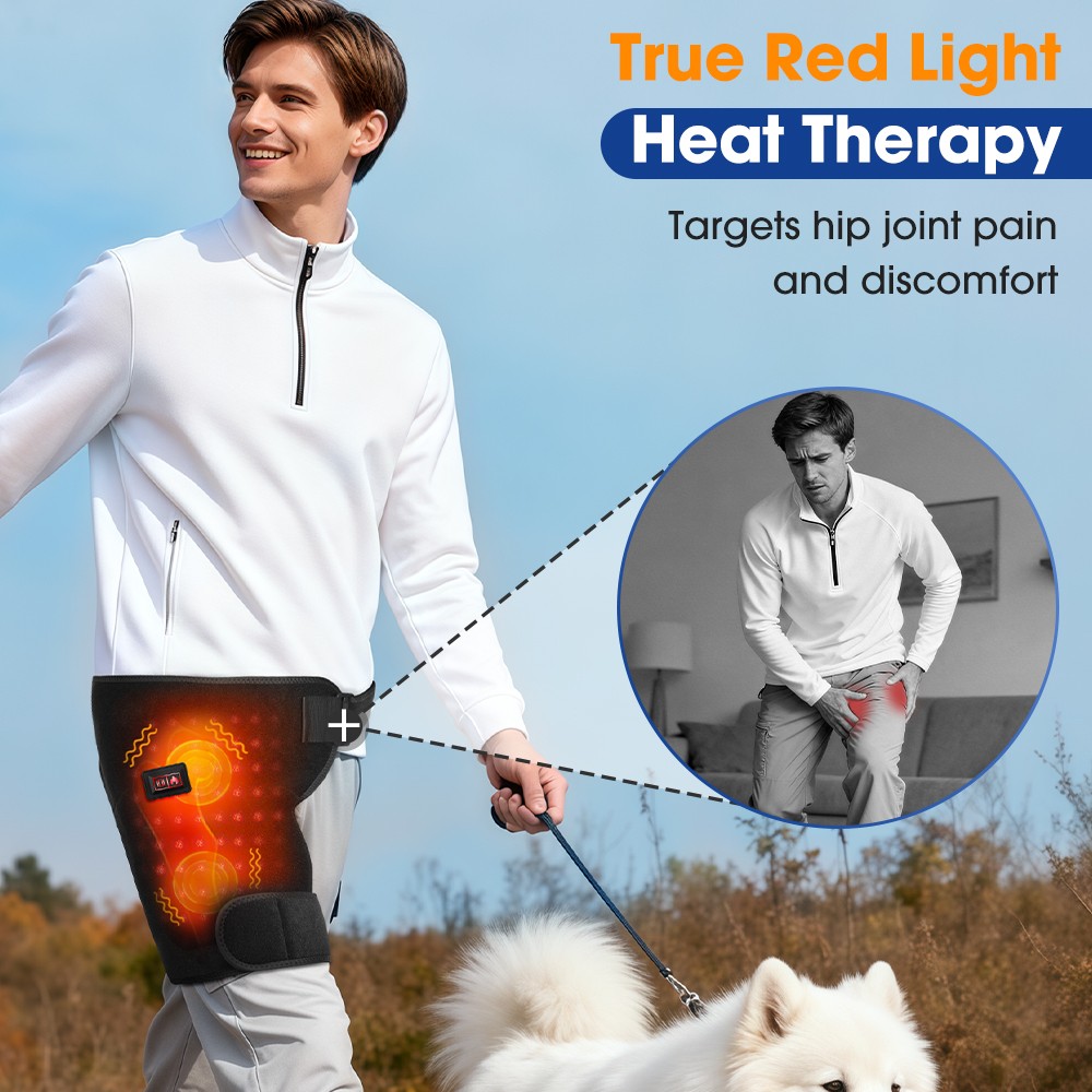 660nm Red Light Therapy Hip Heating Wrap Vibration Massage for Sciatica Relief
