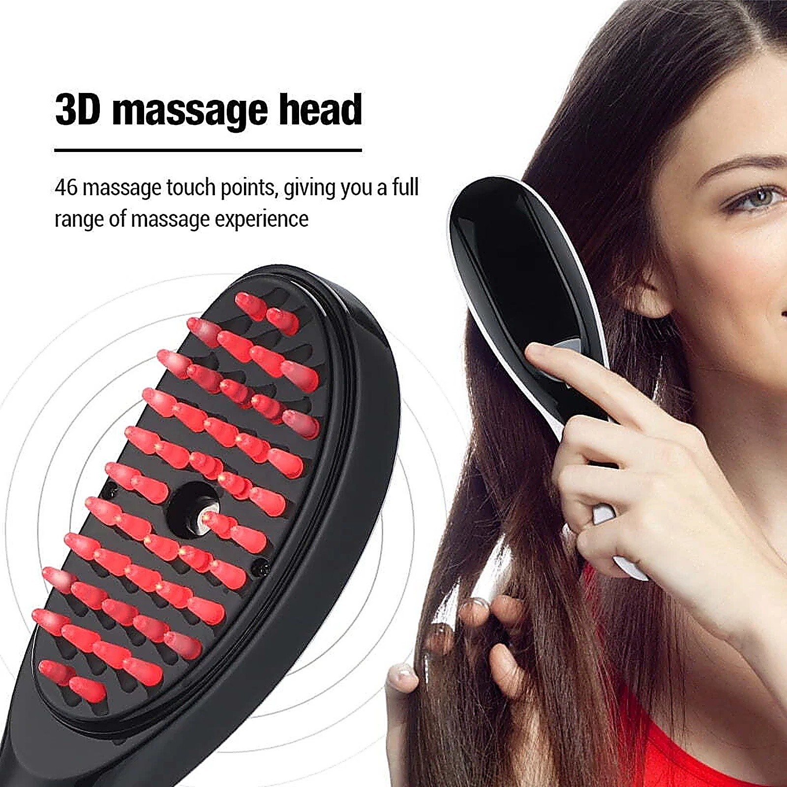 Electric Scalp Massager USB Rechargeable LED Red Blue Light Vibration Nano Spray