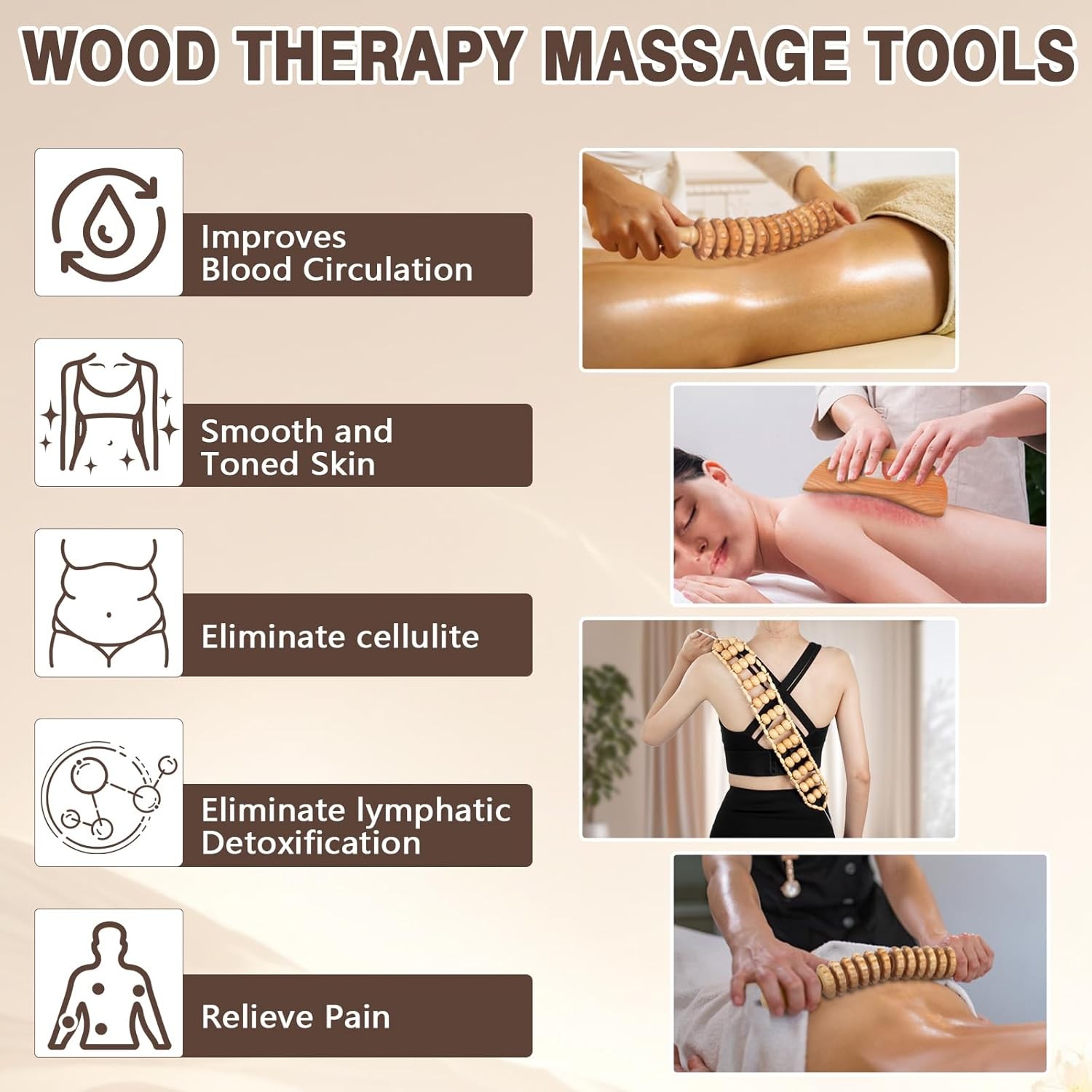 Wood Therapy Massage Tools 3 in 1 Maderoterapia Kit Lymphatic Drainage Massager