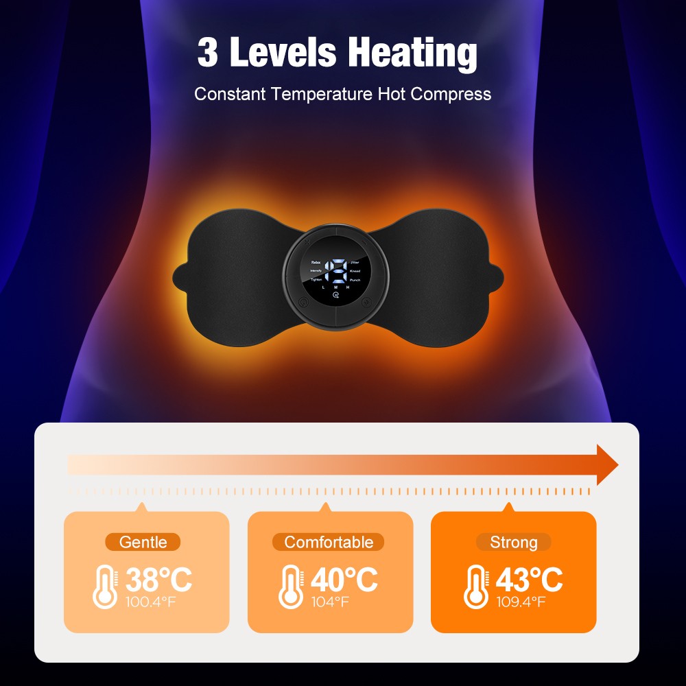 Wireless Heating Pulse Muscle Stimulator EMS Massager Neck Back Body Pain Relief
