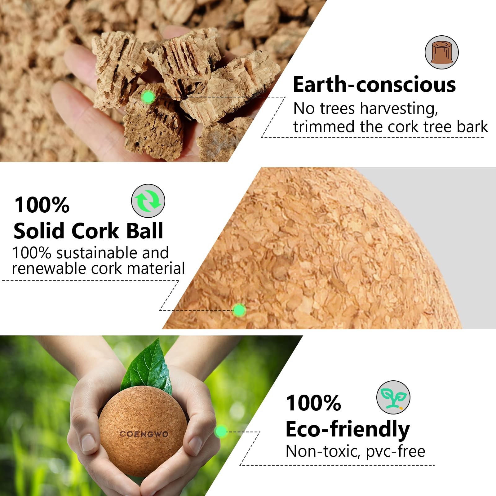 Cork Ball Lacrosse Ball, Deep Tissue Muscle Tension Therapy Ball for Trigger …