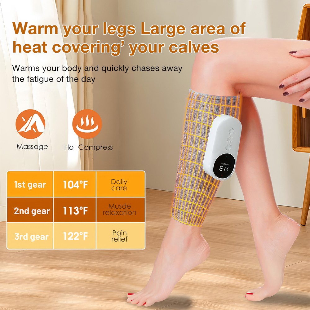 Leg Arm Massager Cordless Calf Air Compression Massager Heat Muscle Pain Relief
