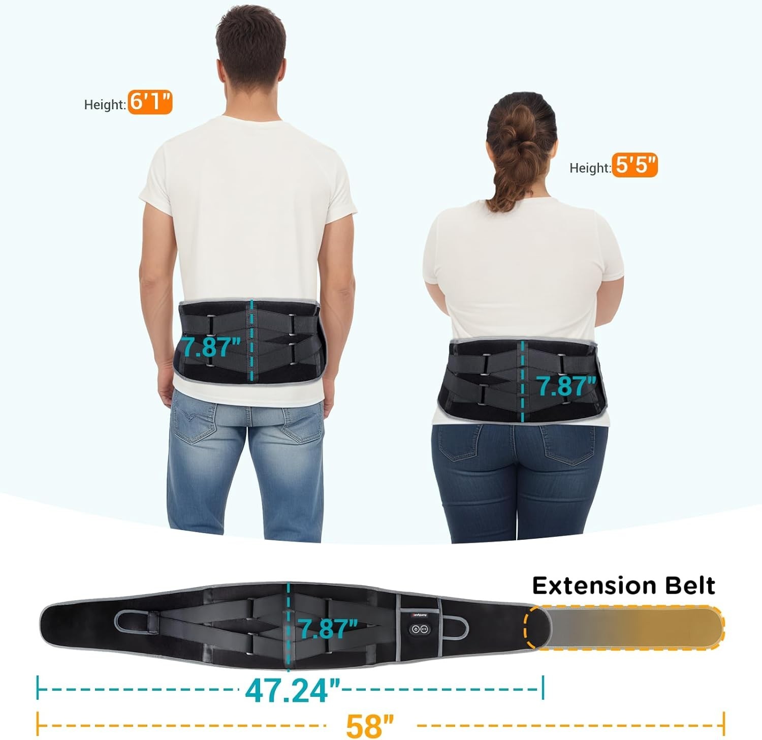 Cordless Heating Pad with Massager for Back, Portable Lower Back Massager FSA…