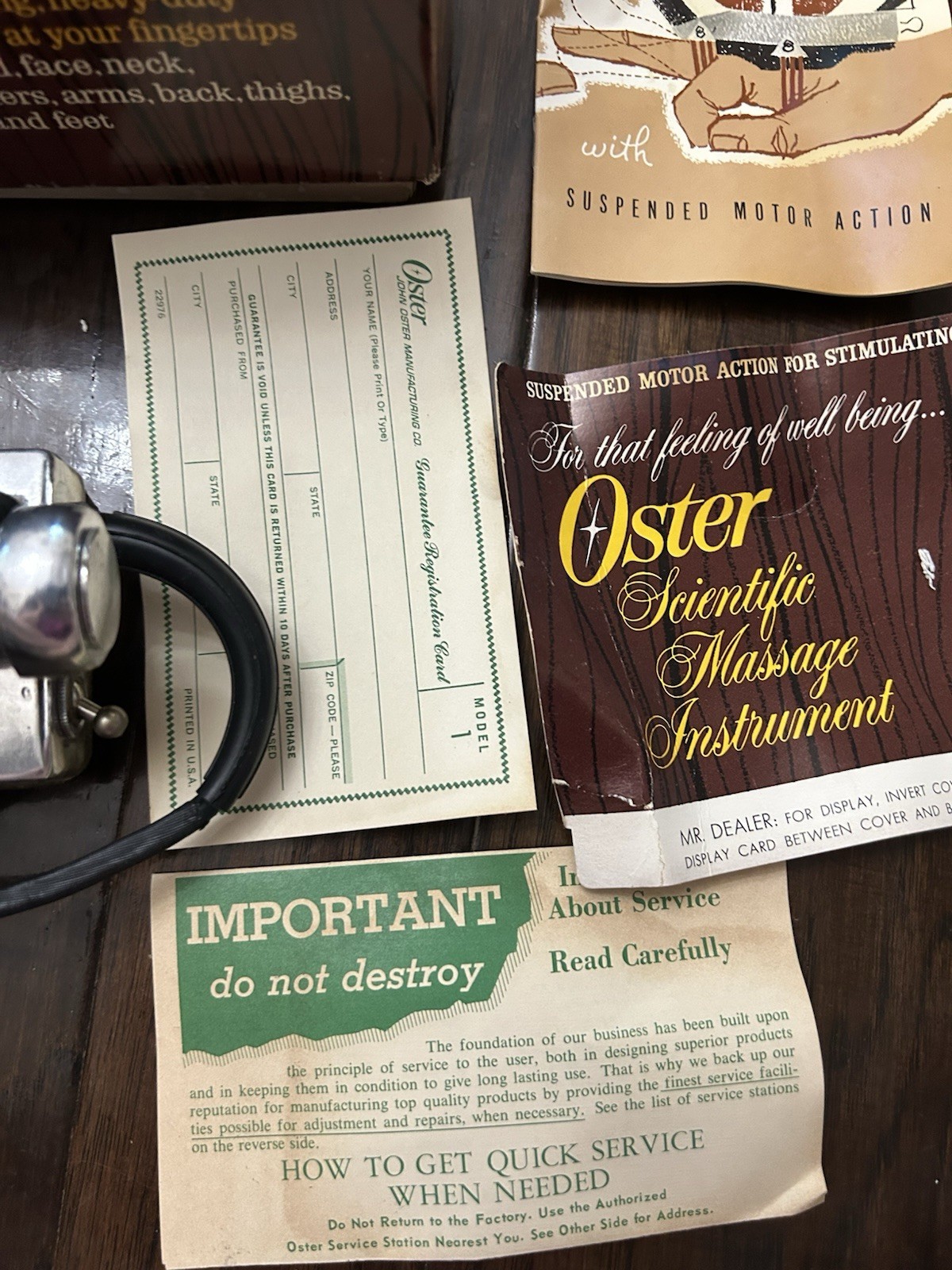 Vintage Oster Scientific Vibrating Massager Model 1-01 Chrome With Box Paperwork