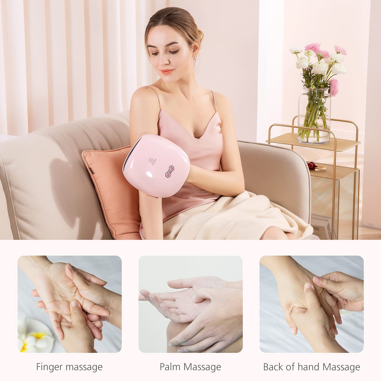 Wireless Hand Massager with Heat -3 Levels Compression & Heating,Rechargeable…