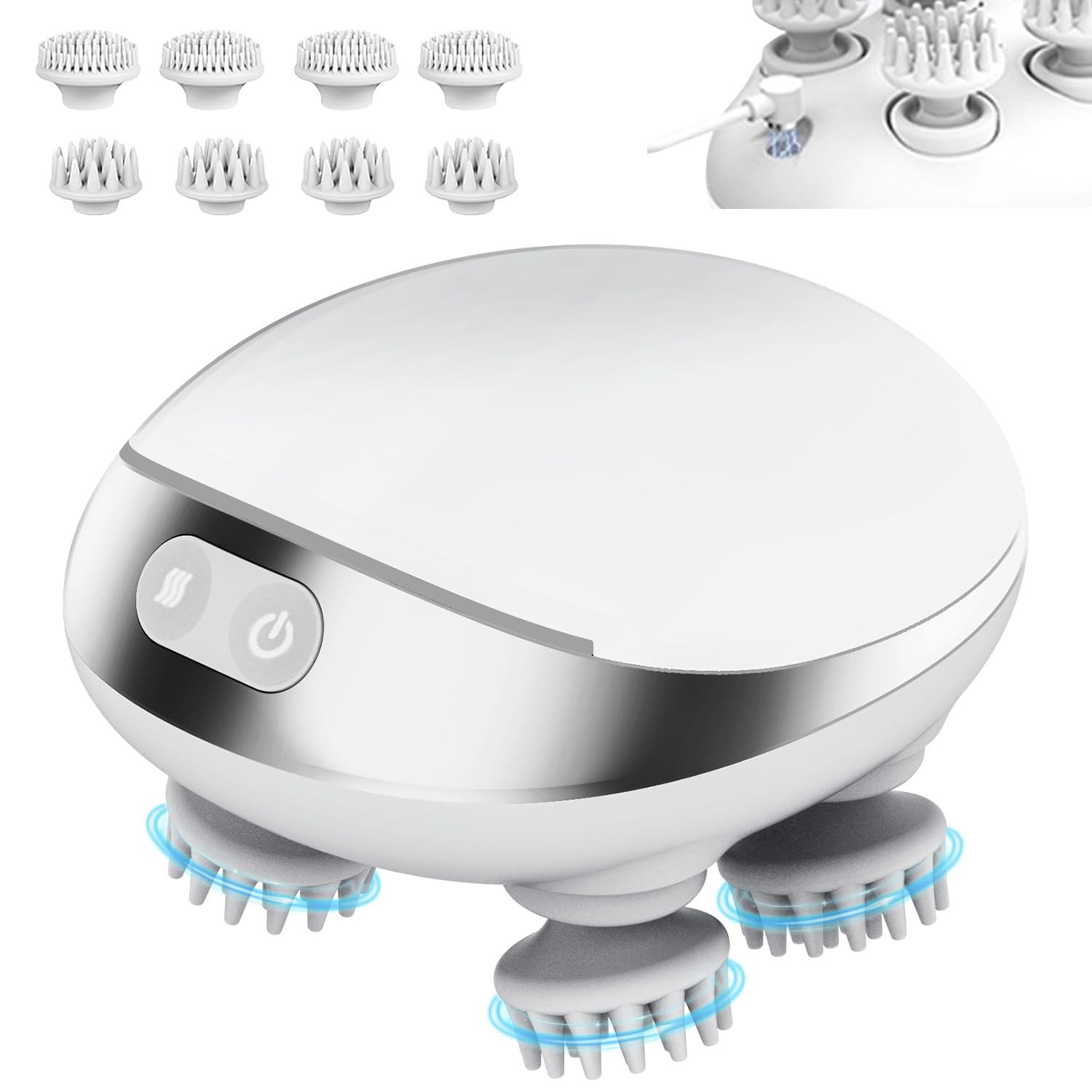 5 in 1 Electric Scalp Massager, Portable Heated Head Hair White