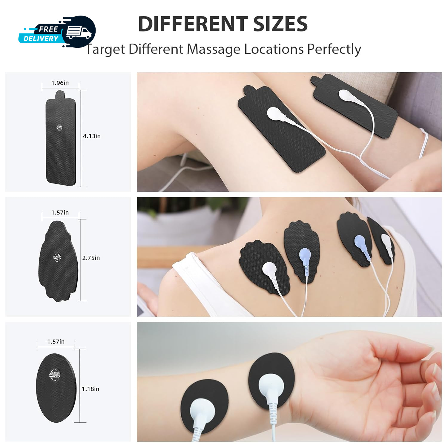 TENS Unit Electrode Pads 20 Pack 3.5Mm Snap EMS Replacement Pads Electrotherapy