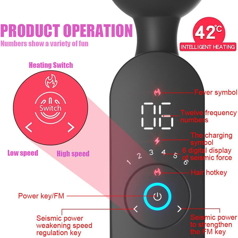 Women’s Wand Massager: 12 Modes, LED Display, USB Rechargeable & Discreet