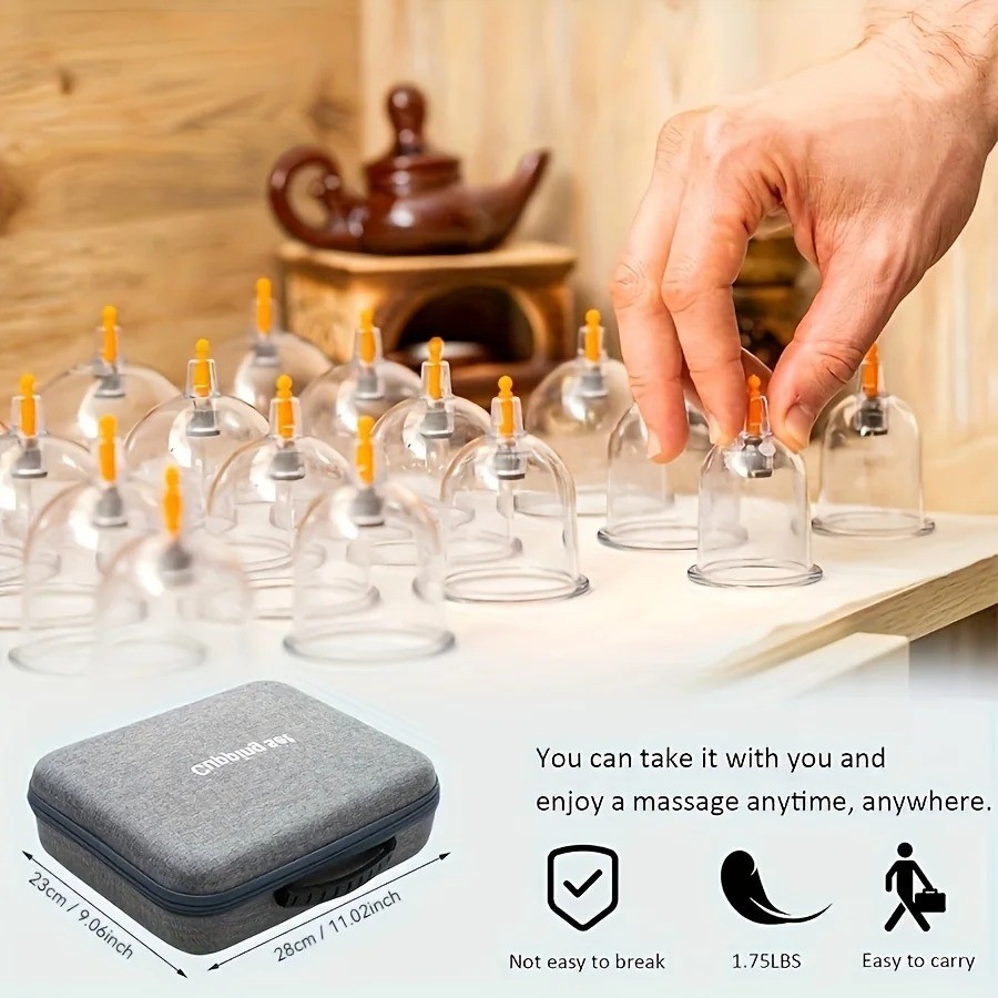 24PCS Vacuum Cupping Therapy Set Massage Cups with Hand Pump Multiple Sizes
