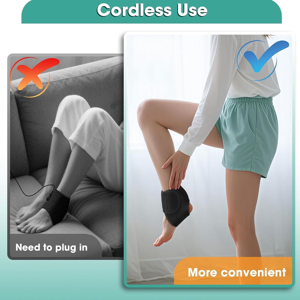 Electric Foot Ankle Massager for Pain Relief 3 Modes Vibration Hot Compress