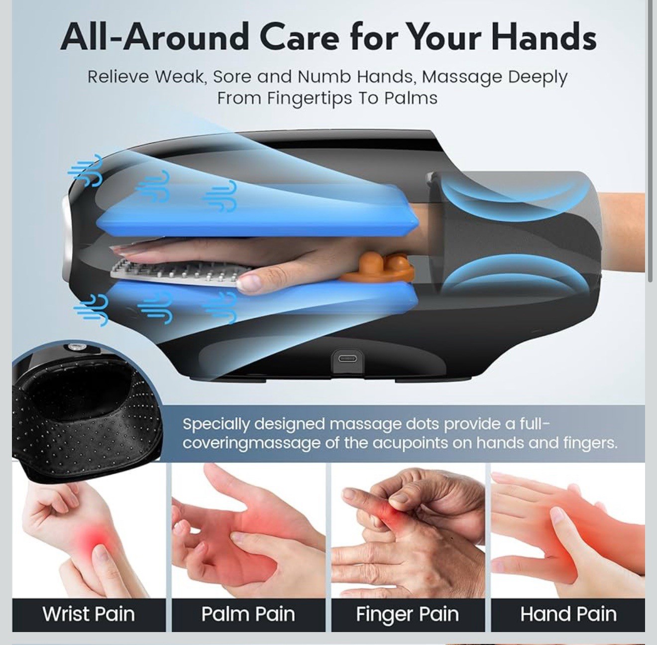 Hand Massager with Kneading Rollers Massage for Arthritis Carpal Tunnel Pain