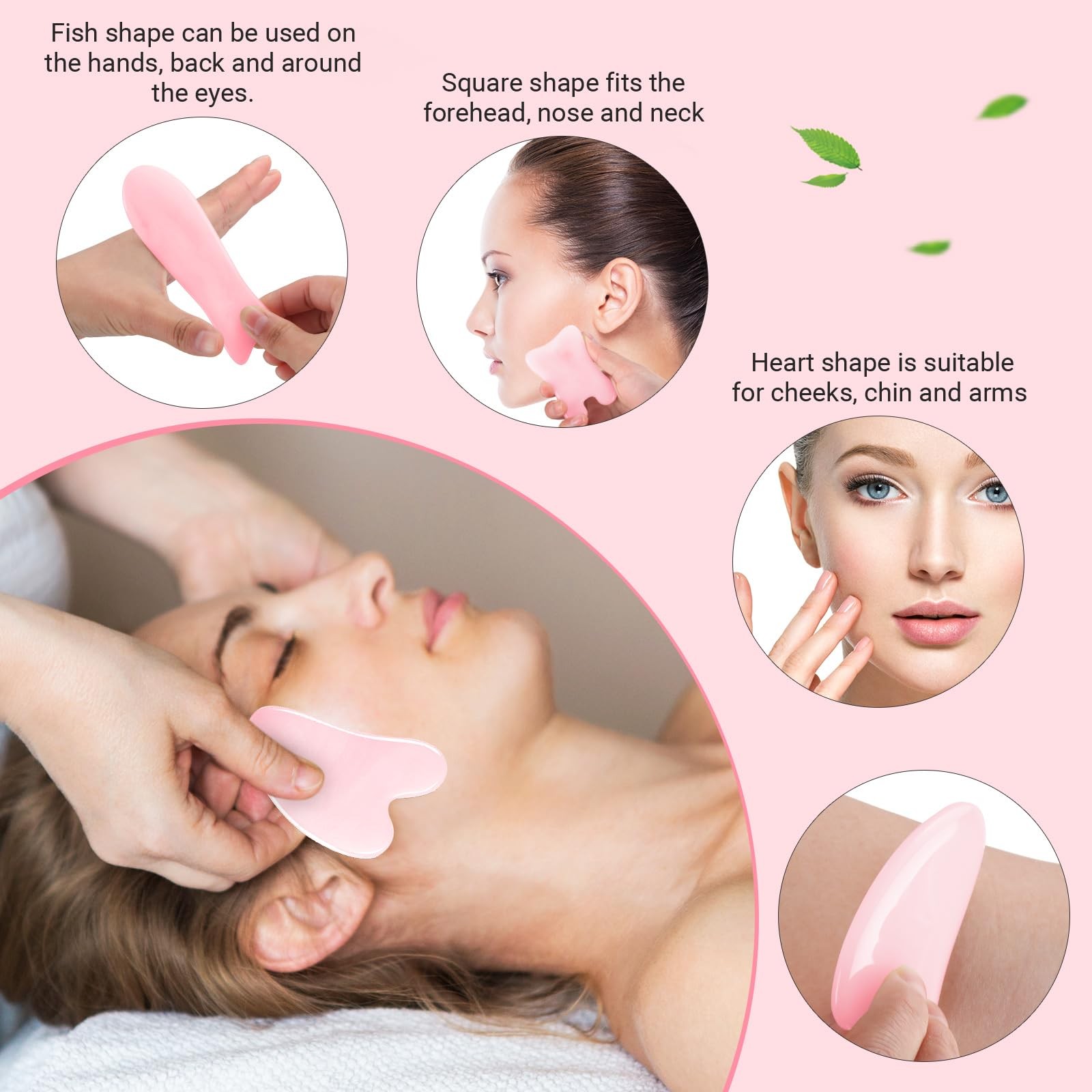 5 Pcs Gua Sha Facial Tools Set for Face Back Neck Leg Body Scraping