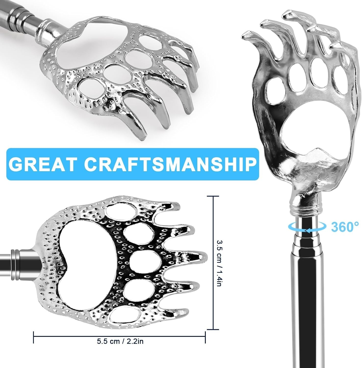12x Bear Claw Telescopic Metal Extendable Back Scratcher Back Massager Gift 23″