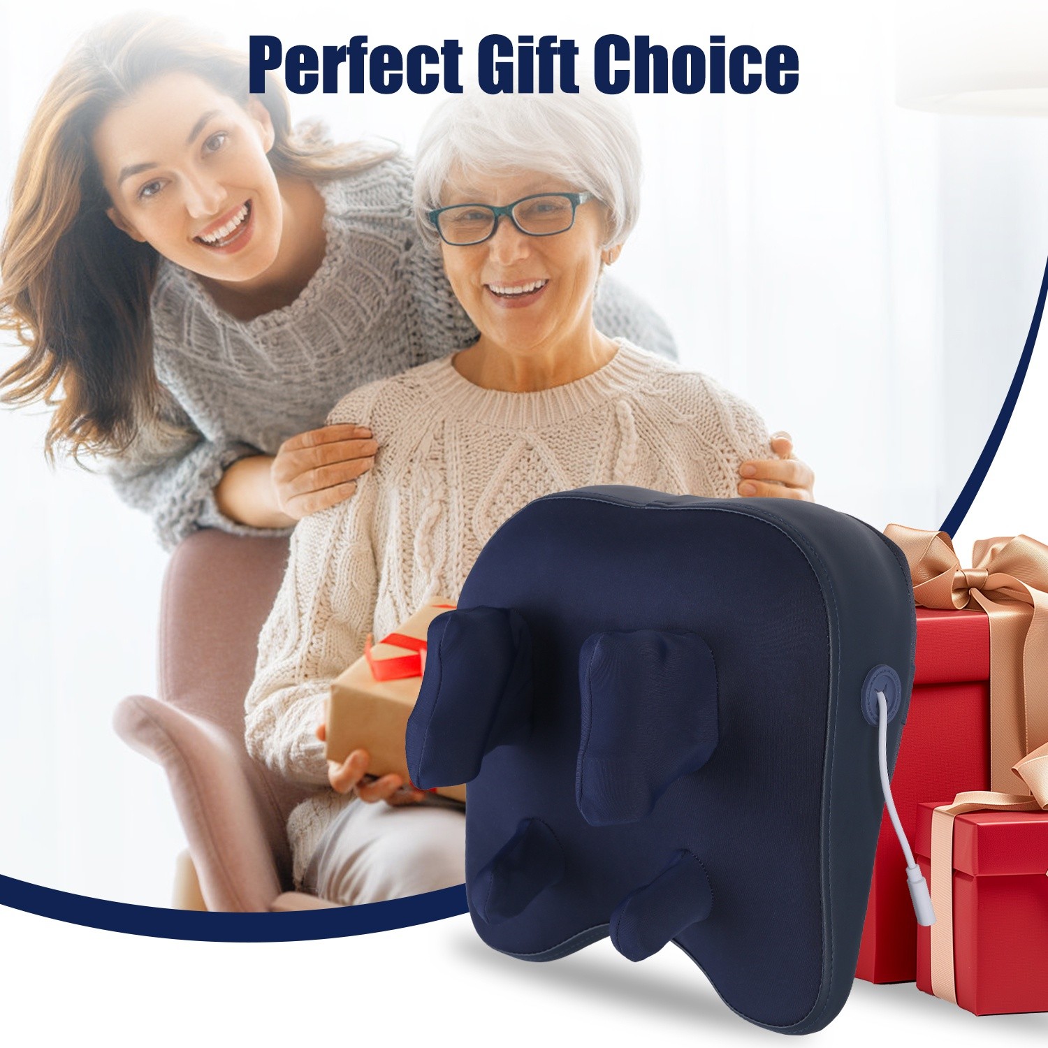 Shiatsu Back Neck Shoulder Massager Kneading Heated Pillow Mom Christmas Gifts