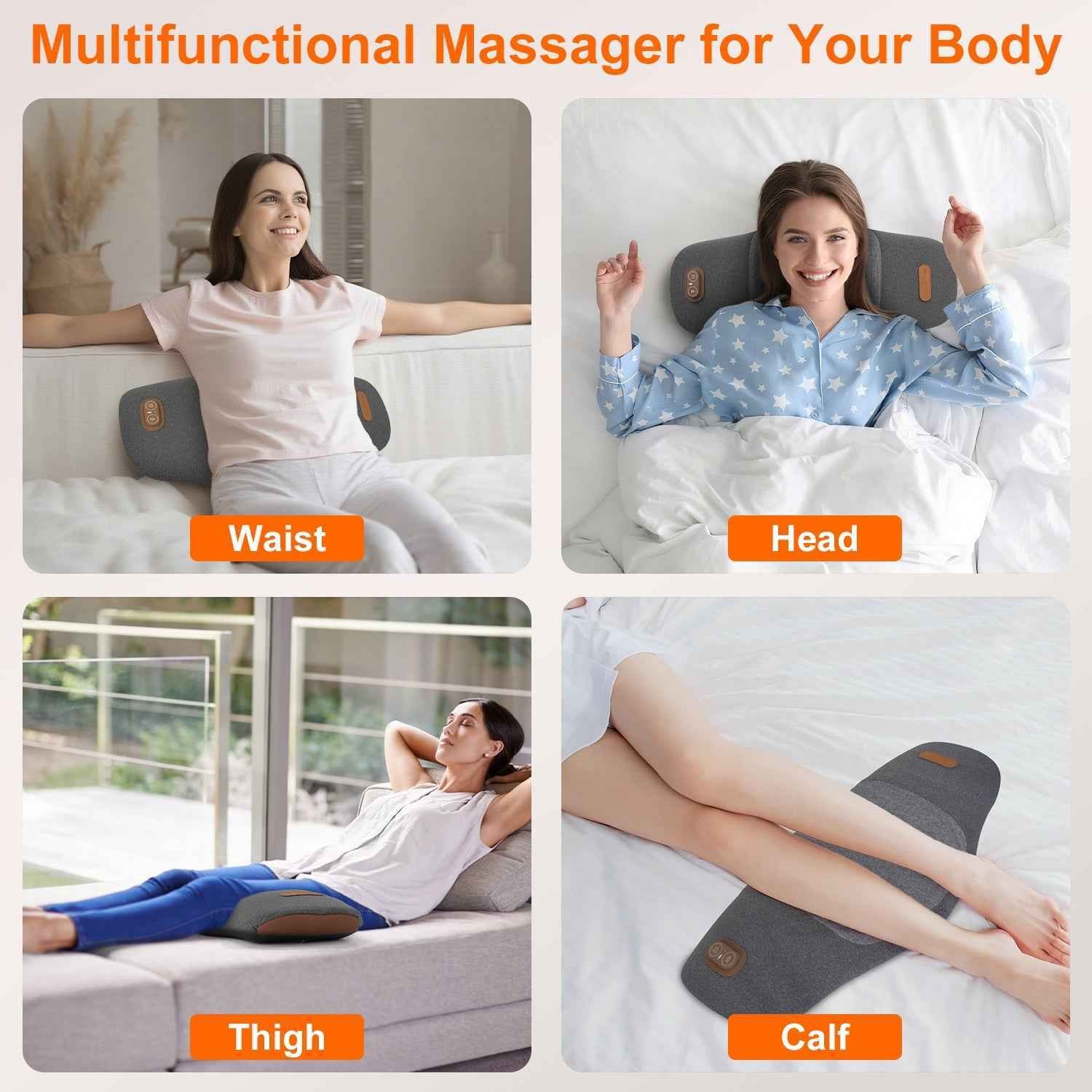 2-in-1 Electric Lumbar Massager Pillow – Thermal Lower Back Support Cushion