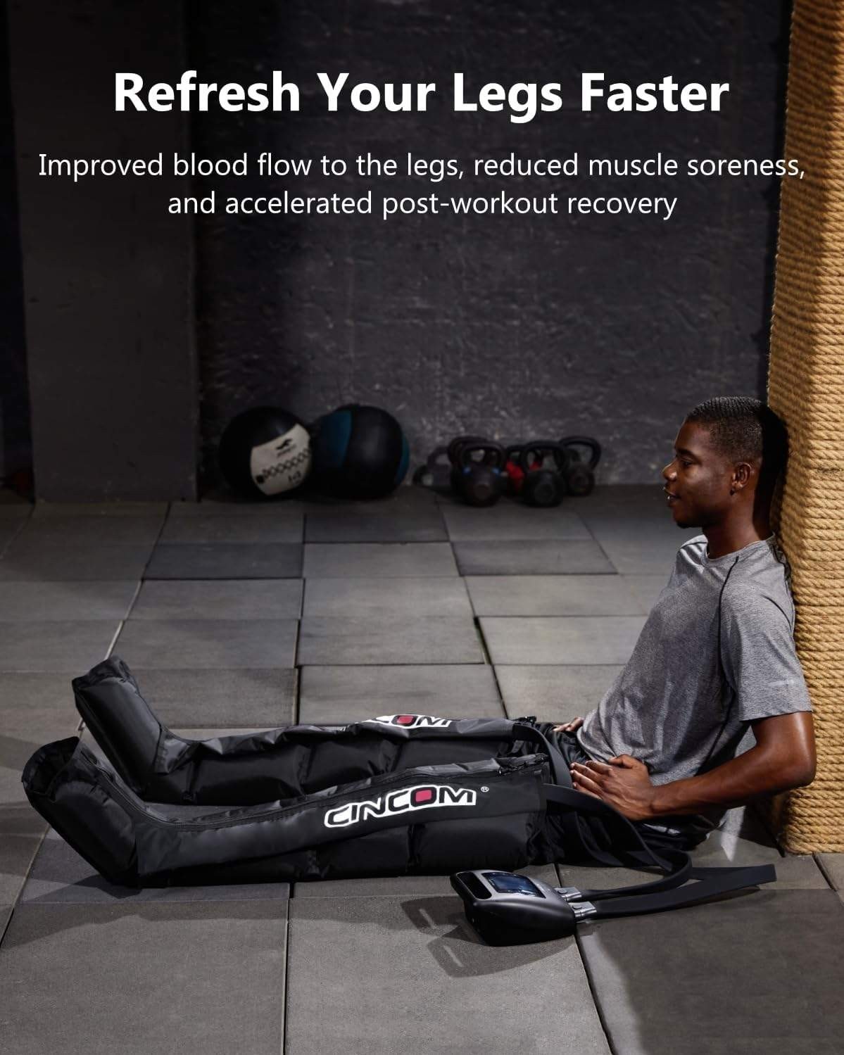 Cordless Leg Recovery System with Dynamic Compression Massage Technology