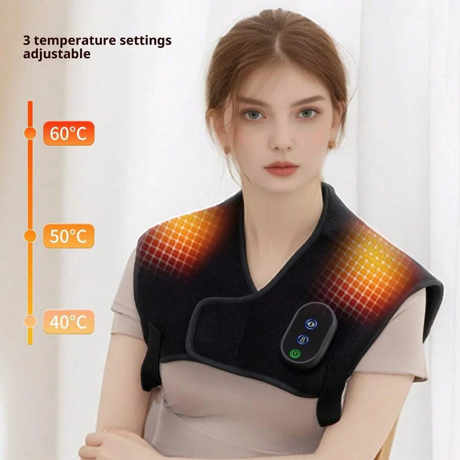 Shoulder Massager USB Powered Heating Pad 3-Level Temperature Vibration