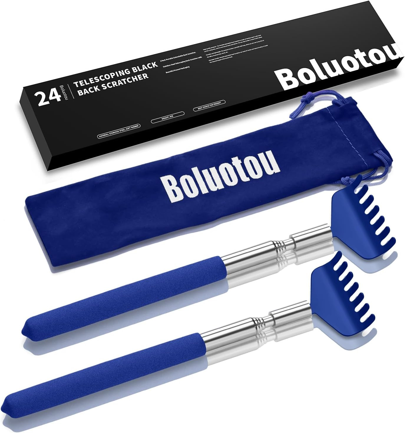 2 Pack Portable Extendable Back Scratcher, Stainless Steel Telescoping Back Scra