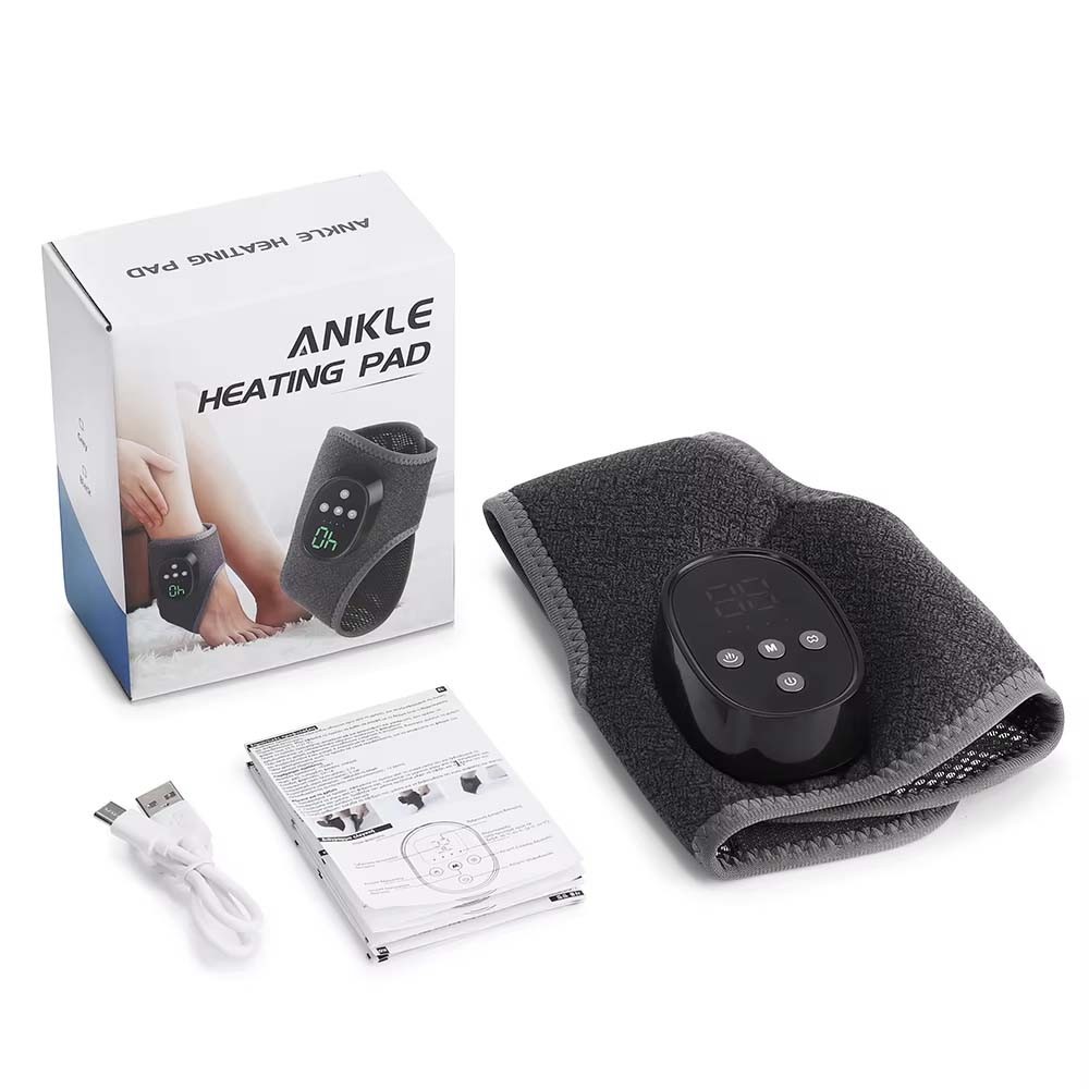 Heated Electric Ankle Massager Wrap with Vibration and Adjustable Heat