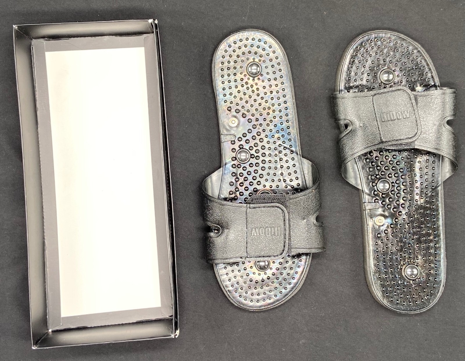 HiDow brand FOOT MASSAGER shoes – black sandals – new in box, unused
