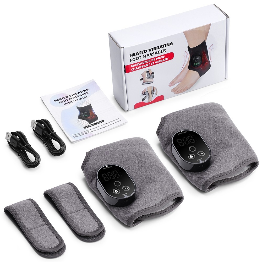2 Pack 4-in-1 Electric Foot Ankle Massager Pain Relief Heating Vibration Therapy