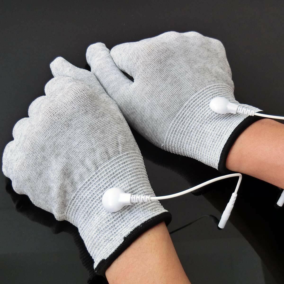 1pair Conductive Electrotherapy Massage Electrode Gloves Use With Tens Machine