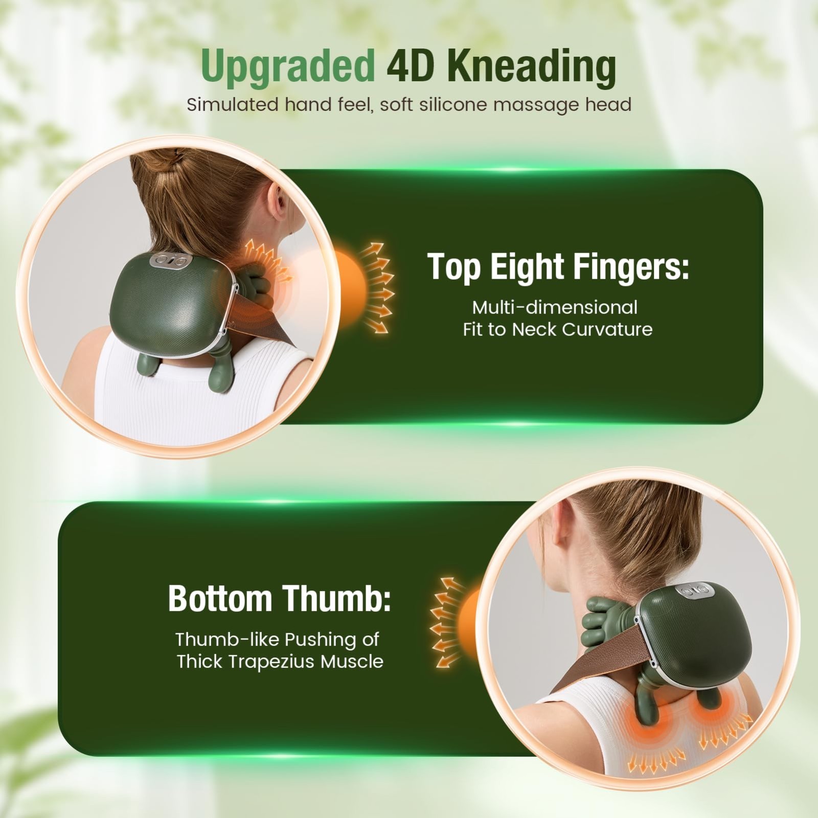 4D Wireless Neck Massager with Heat – Portable Deep Tissue Pain Relief, Bionic H