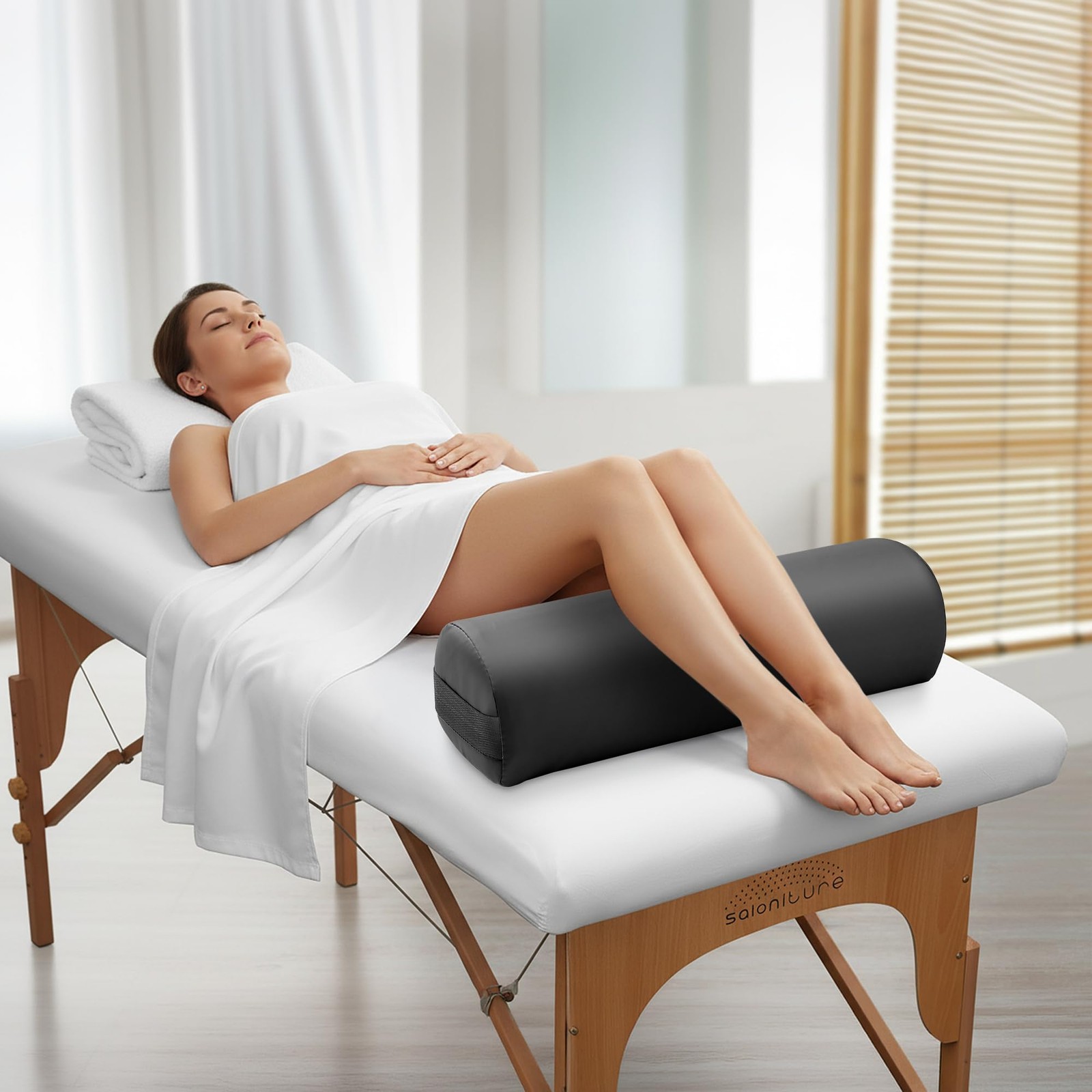 Saloniture 3/4 Jumbo Round Massage Table Bolster 1 count (pack of 1), Black