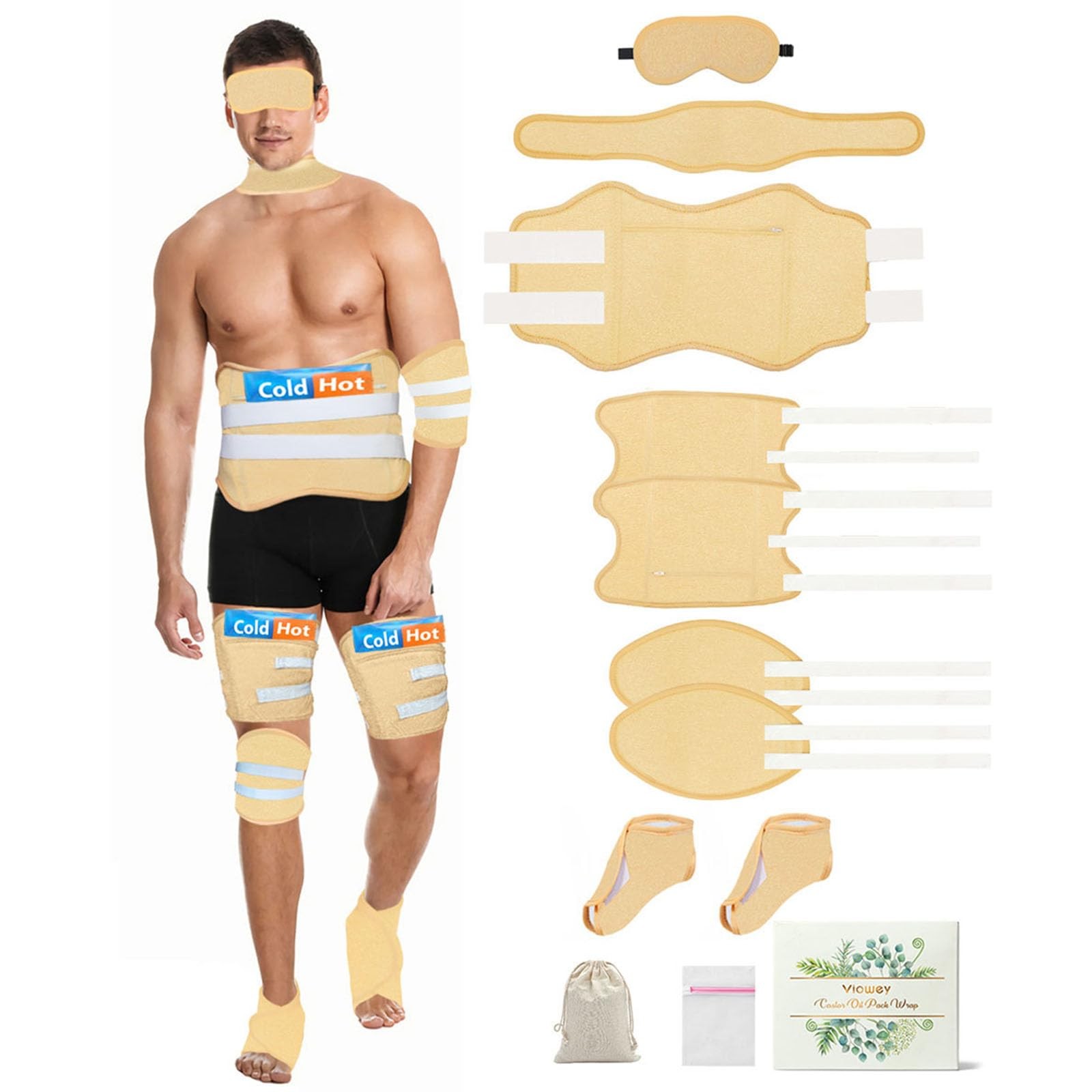 11 PCS Castor Oil Pack Wrap for Men, Castor Oil Wraps for Entire Body Plus Si…