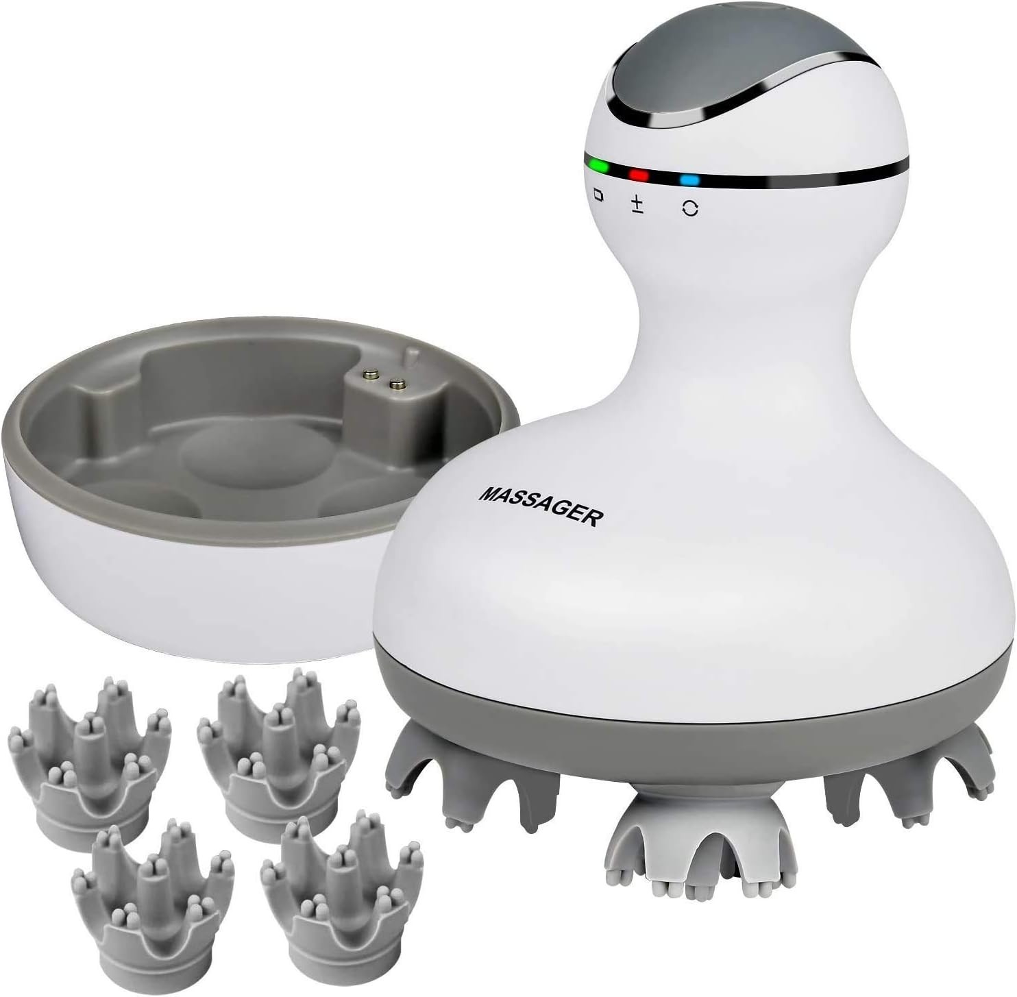 Rechargeable and Waterproof Cordless Scalp & Back Massager for All Ages – White