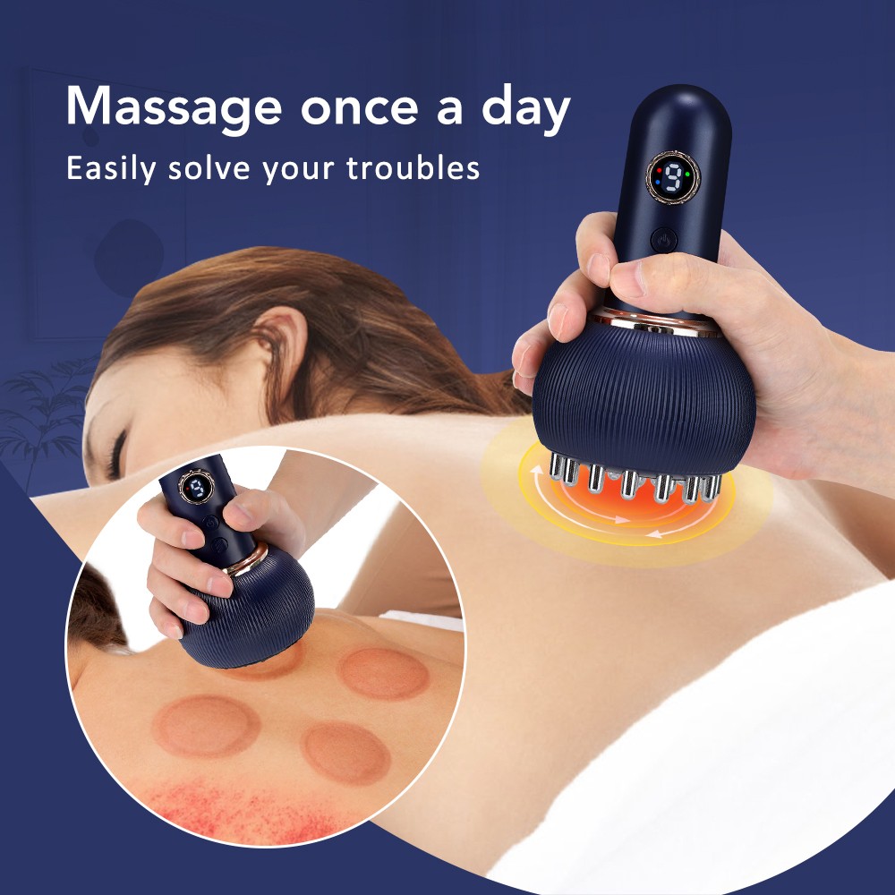 Electric Cupping Scraping Massager Red Light Microcurrent Heat Vibrating Therapy