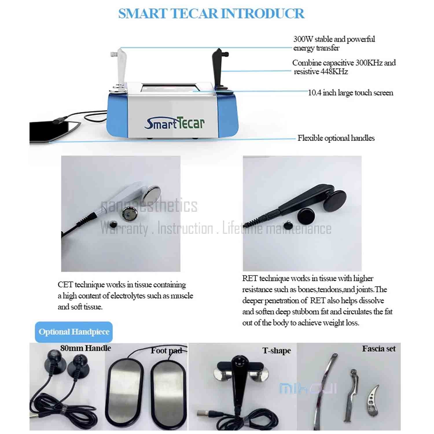 Smart Tecar Therapy Machine CET RET Face Skin Lift Body Pain Relief Sport Injury