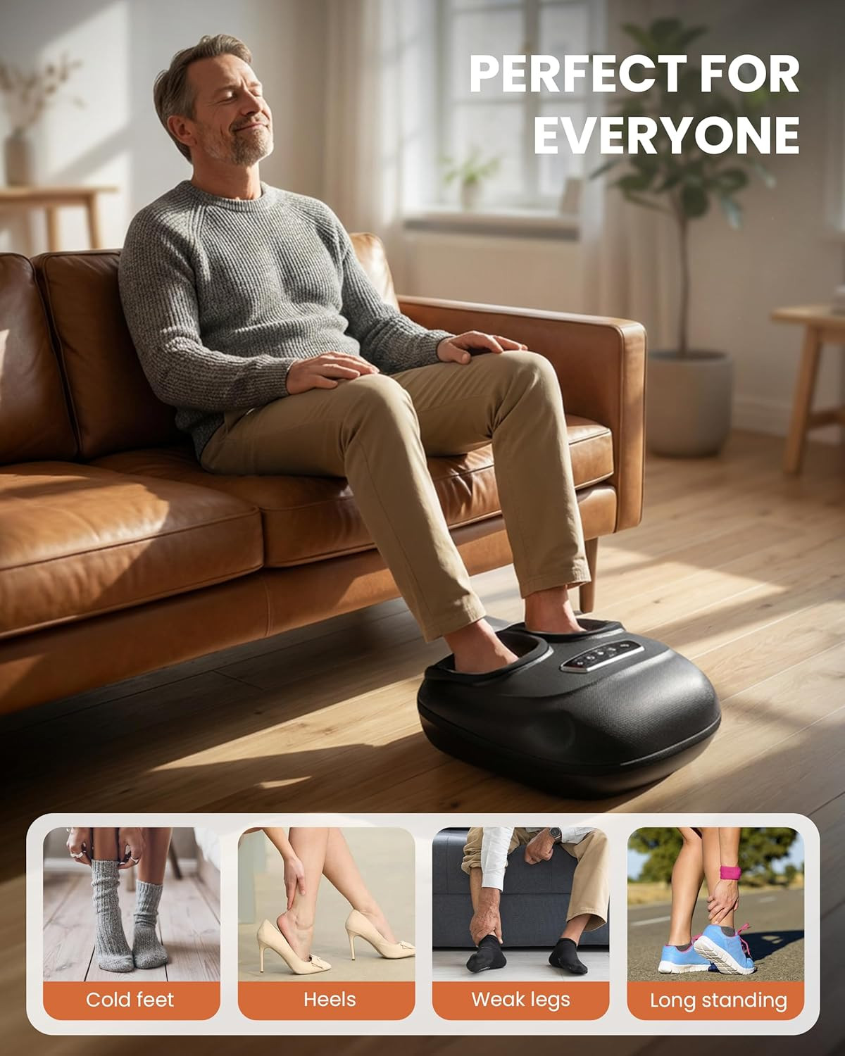 4-in-1 Foot Massager with Heat & Shiatsu for Pain Relief – Big Size 13