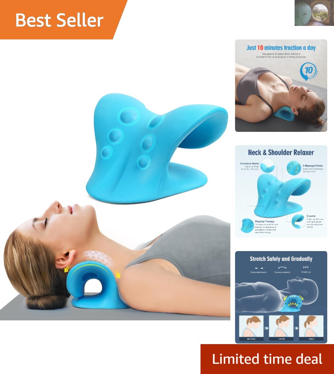 Portable Neck & Shoulder Relaxer – High-Density Foam Cervical Traction Pillow