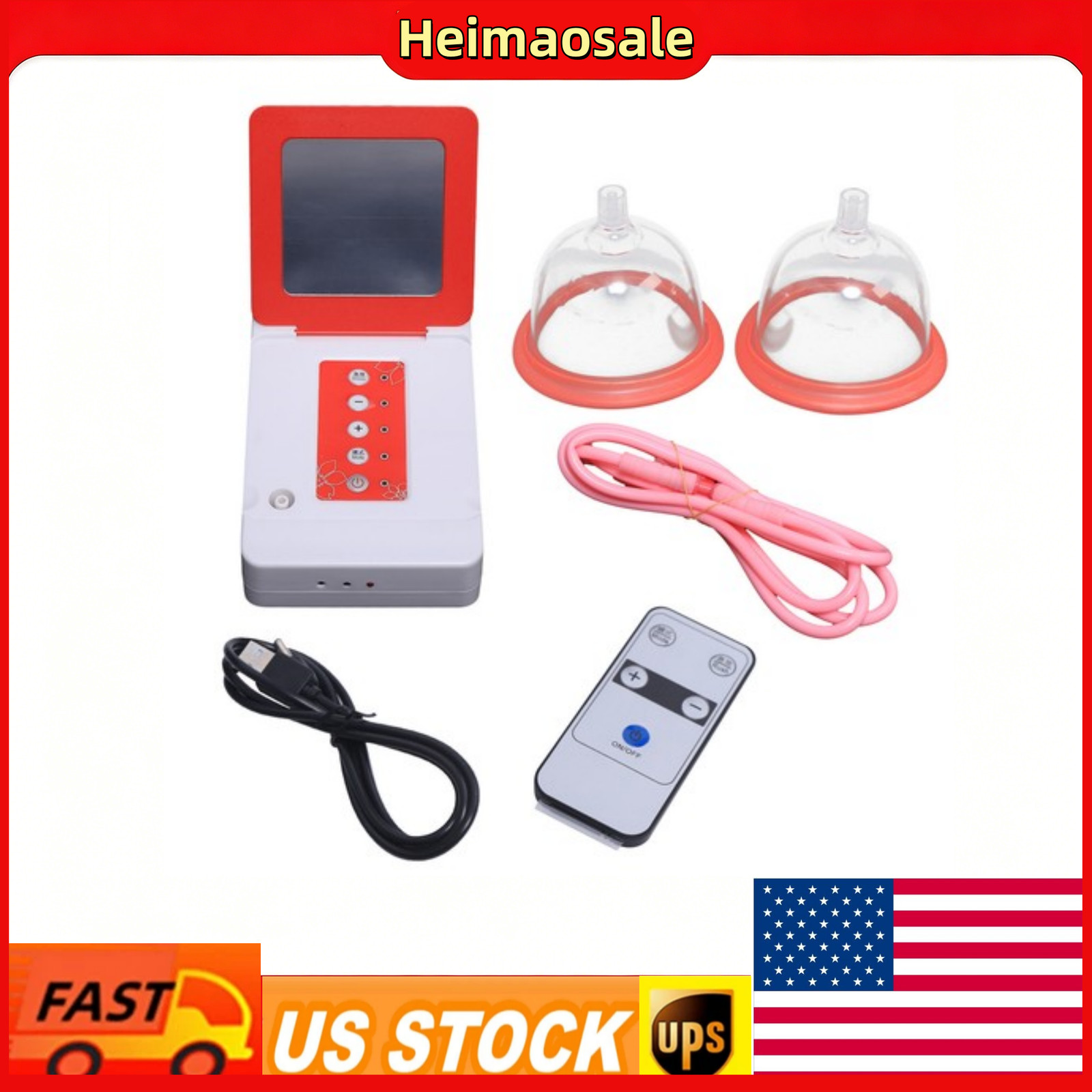 Electric Breast Massager Dual Cup Pink White Black 5 Gear USB Rechargeable Care