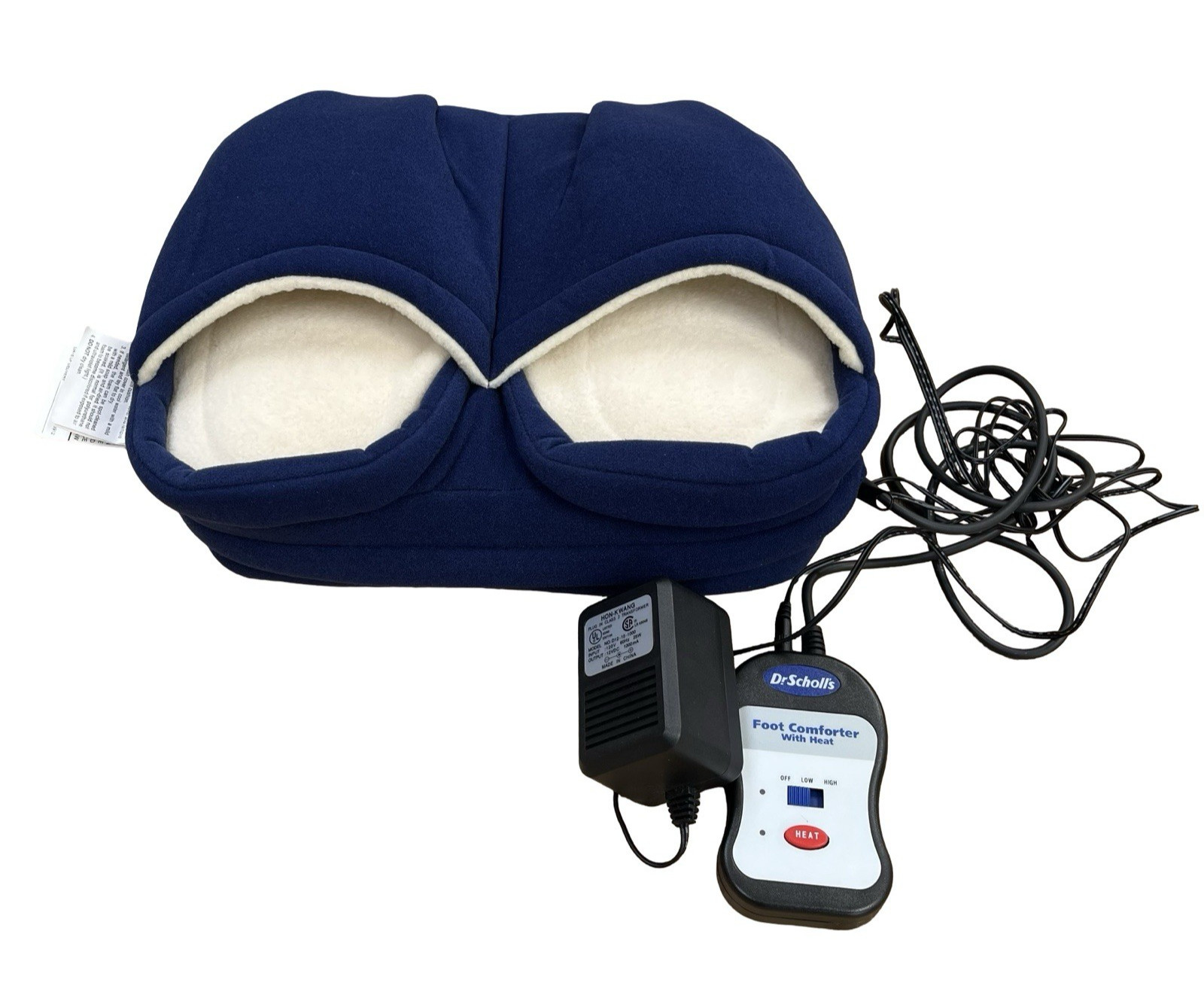 Dr Scholls Electric Foot Massager Heat Blue Slipper Soft Fabric DR2162 Tested
